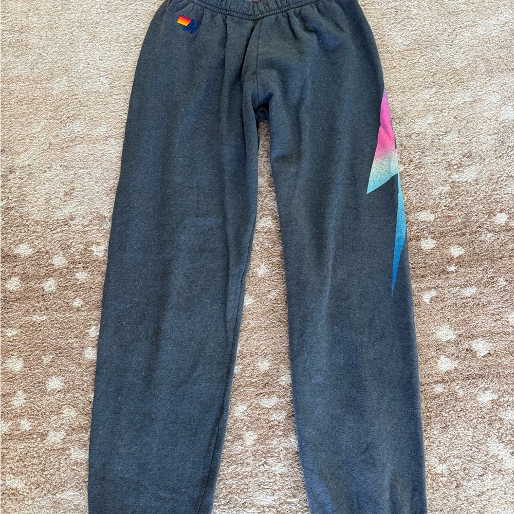 Aviator Nation Kids Charcoal Joggers with Rainbow Accent